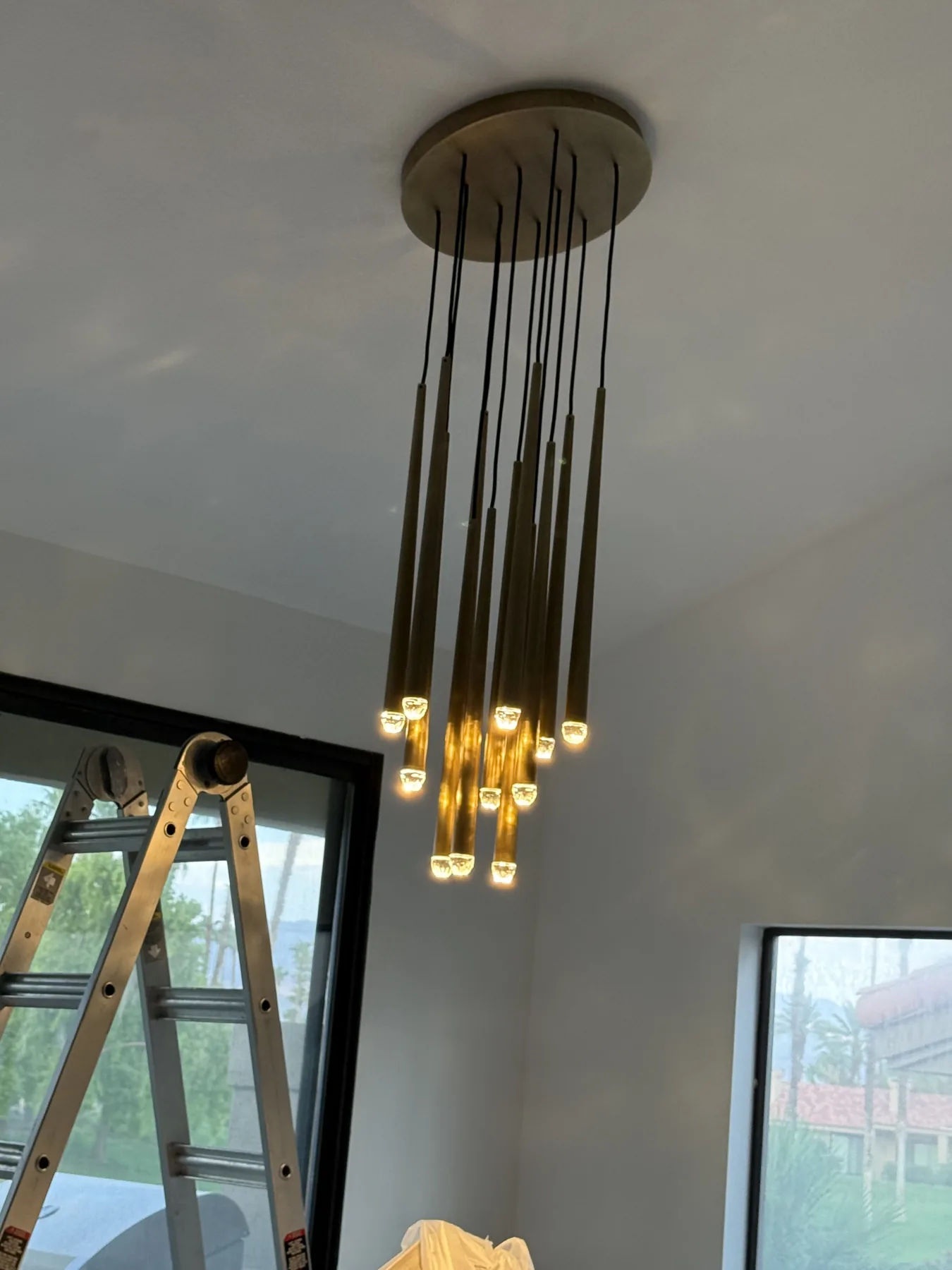 La Quinta chandelier installation by Power On Solutions
